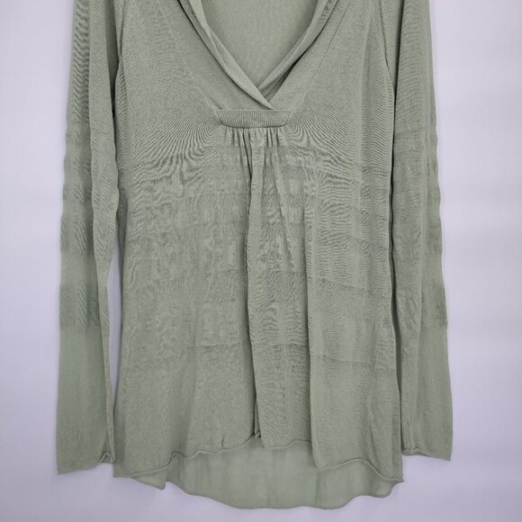 Moth V-Neck Lightweight Knit Sheer Long Sleeve Top Large Women Green - Picture 3 of 11
